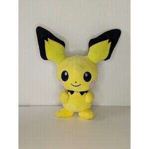 Pokémon Pichu Plush Stuffed Animal Toy 8" NO TAGS Black Collar Pikachu Pre-Evo